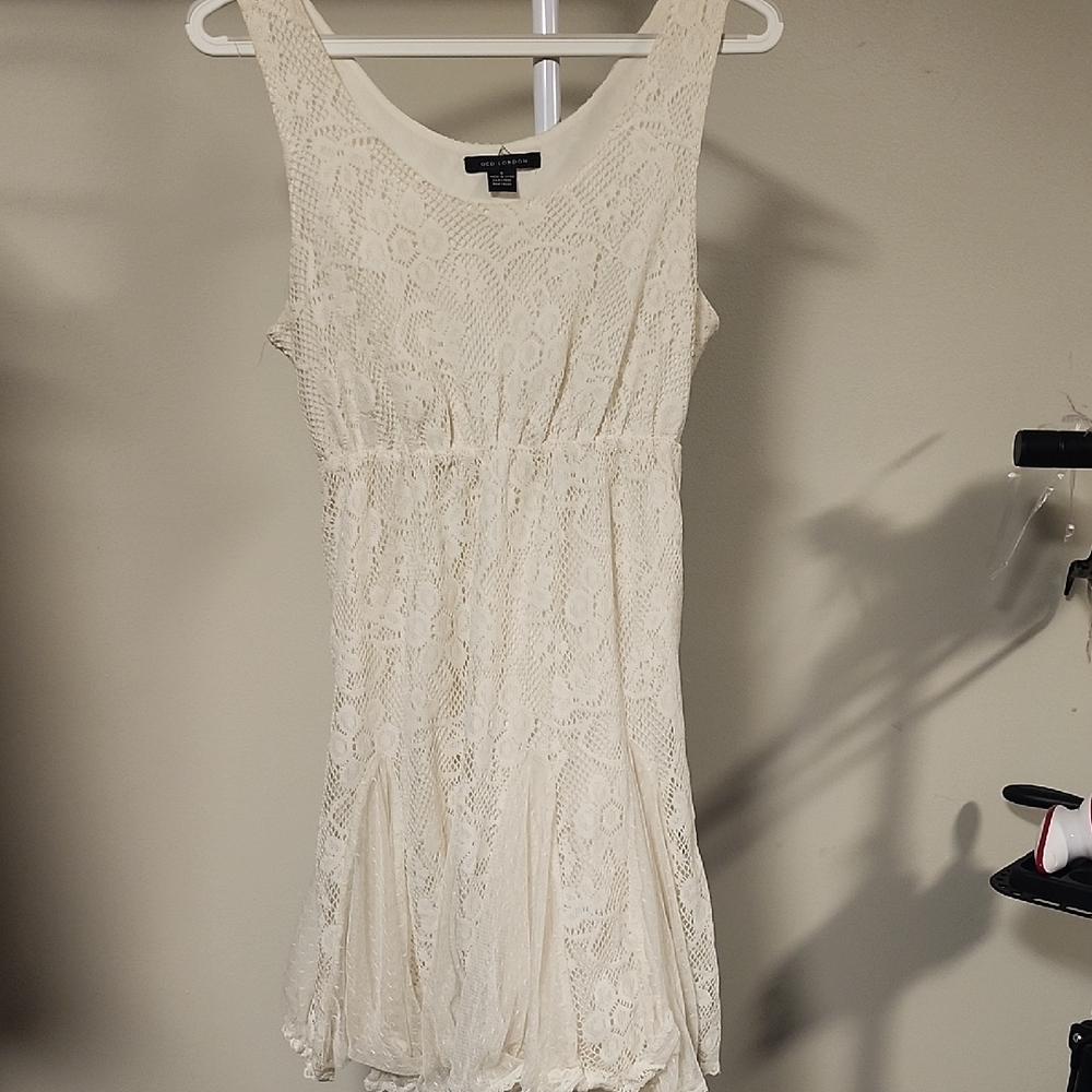 QED London Cream Lace Mini Dress
